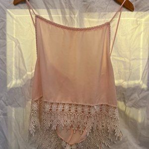 High Neck Pink Cropped Blouse